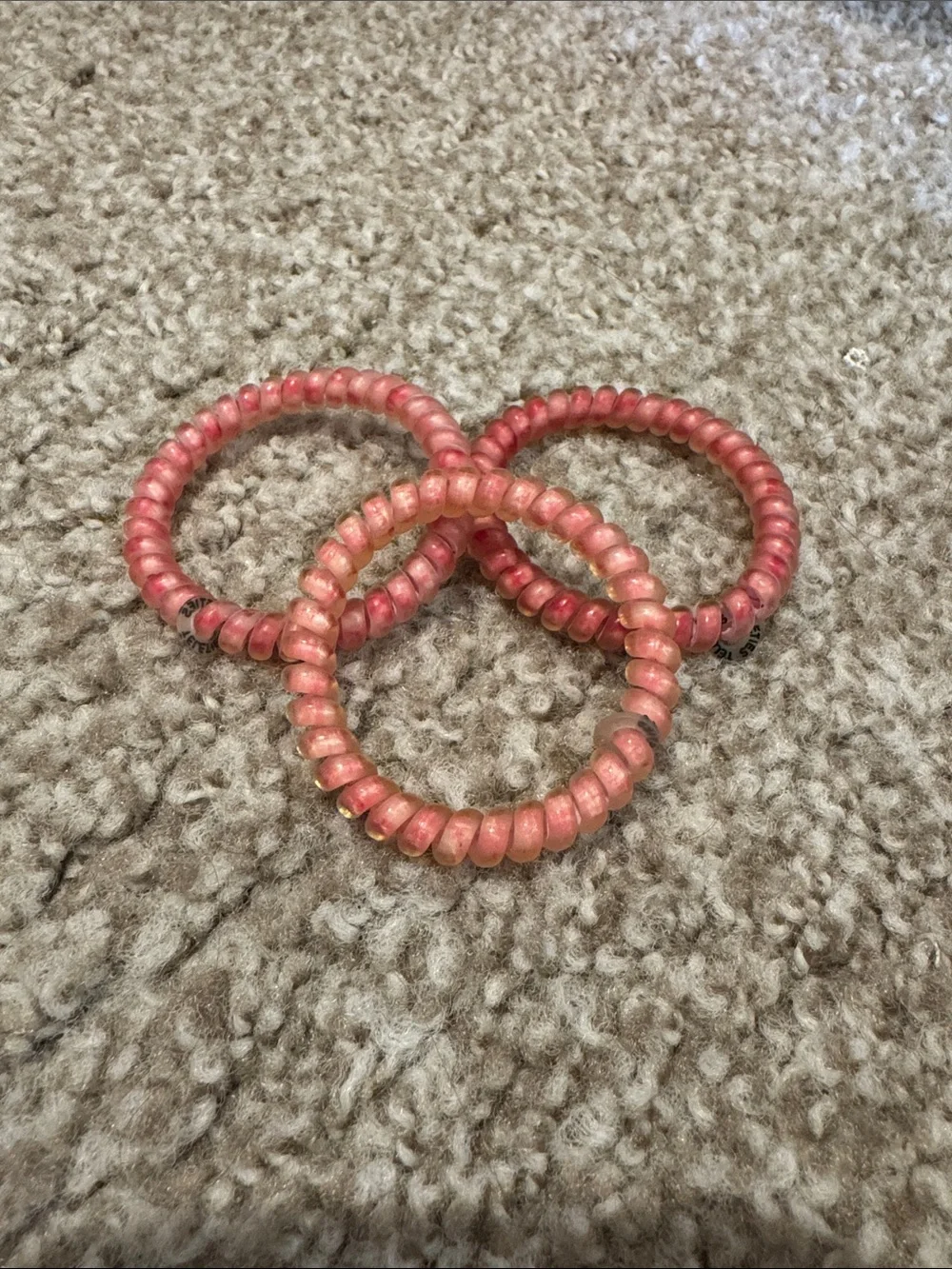 Teleties Stretch Hair Tie Set of 3 - Pink Spiral Bands